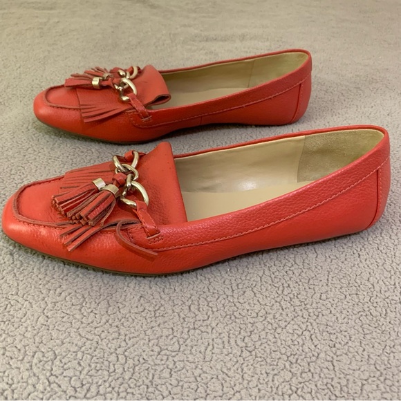 Talbots nautical red pebbled leather tassel loafers driving flats moccasins 8 - Picture 7 of 9